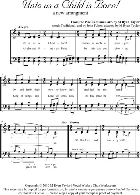 Unto us a Child is Born! : Sheet Music - Tradebit