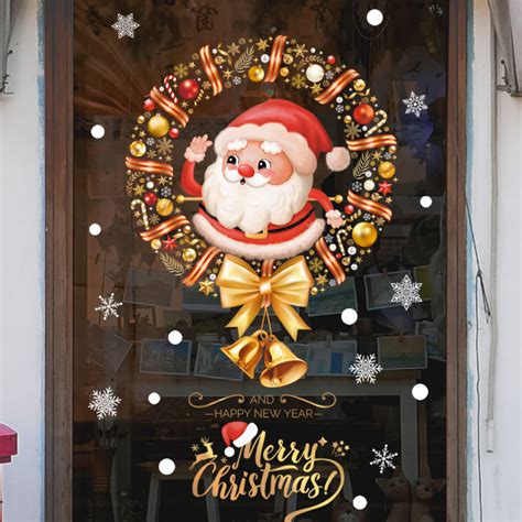 New Christmas Decoration Window Sticker Santa Claus Gift Merry ...