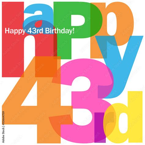 HAPPY 43rd BIRTHDAY Vector Card Stock Vector | Adobe Stock