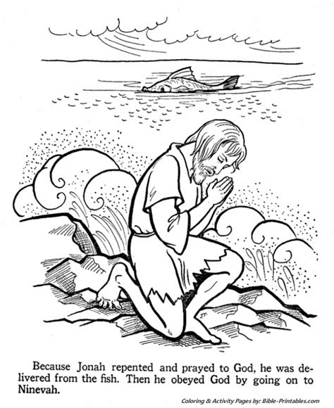 Jonah's repents - Old Testament Coloring Pages | Bible-Printables