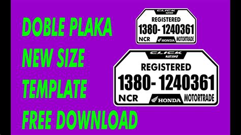 FREE DOWNLOAD NEW PLATE SIZE TEMPLATE DOBLE PLAKA LAW - YouTube