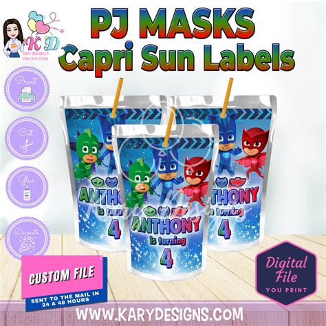 PJ MASKS CAPRI SUN LABELS - Kary Designs