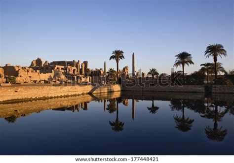 Karnak Temple Sacred Lake Sunrise Karnak Stock Photo 177448421 ...