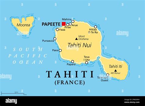 Tahiti, French Polynesia, political map. Largest island of the Windward ...