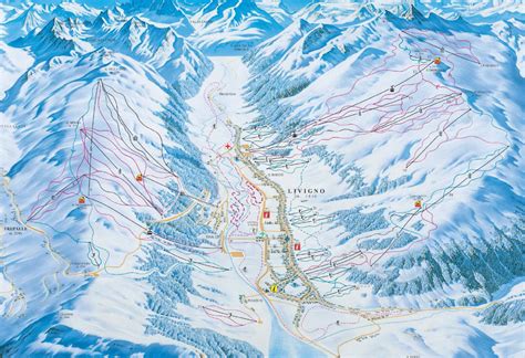 Livigno ski map, Italy, Europe