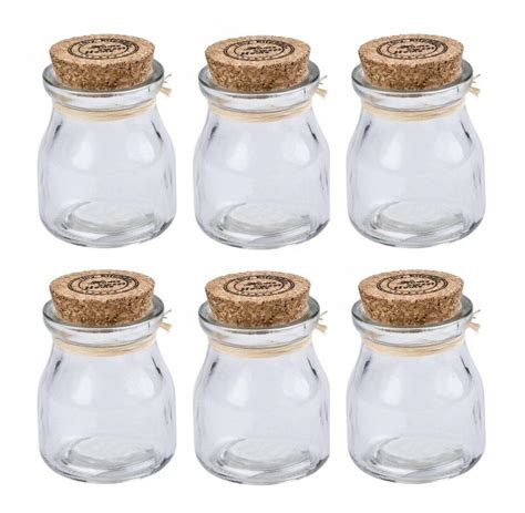 6 Piece Mini Glass Jars with Cork Lids Mini Spice Jars Cork Lids Mini ...