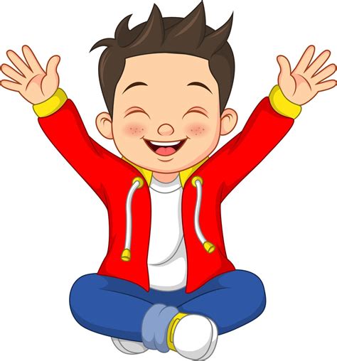 Cartoon Happy little boy sitting 4991887 Vector Art at Vecteezy