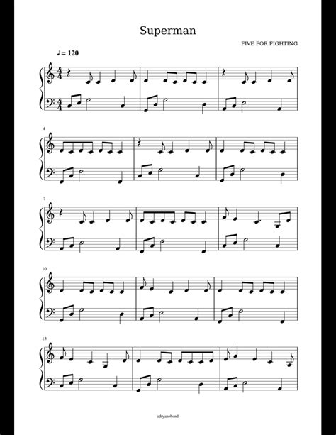 superman sheet music for Piano download free in PDF or MIDI