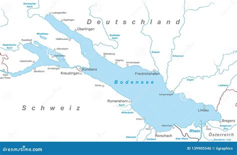 Lake Constance - Map of Lake Constance Stock Illustration ...