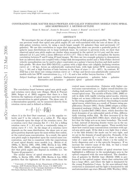 (PDF) Constraining Dark Matter Halo Profiles and Galaxy Formation ...