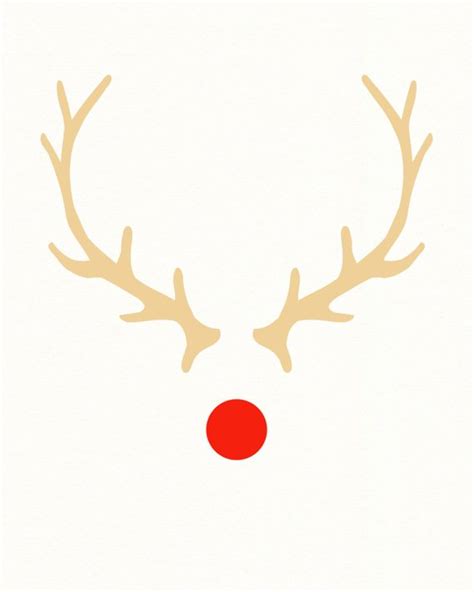 Antlers & Red Nose Printable Rudolph Print Reindeer Print Christmas ...