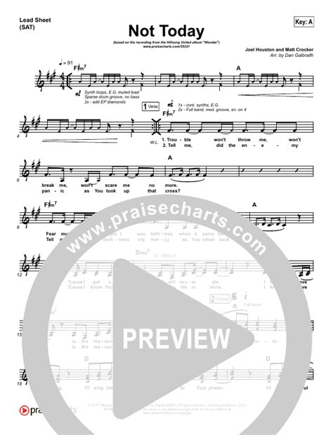 Not Today Sheet Music PDF (Hillsong UNITED) - PraiseCharts