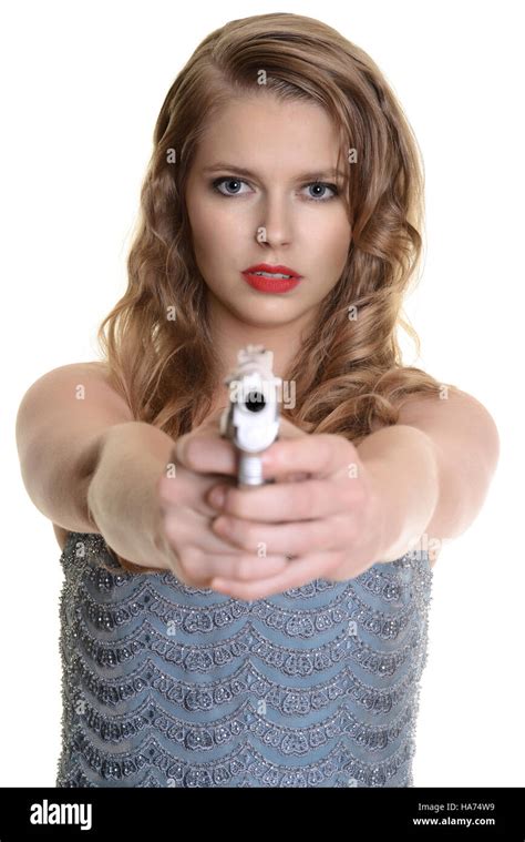 Woman pointing gun hi-res stock photography and images - Alamy