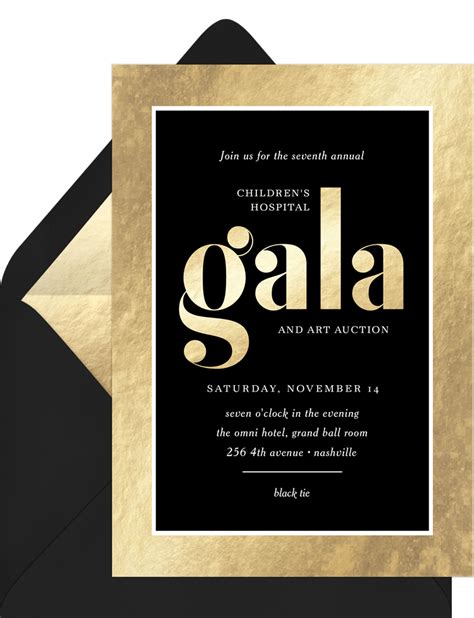 Shimmering Gala Invitations in Gold | Greenvelope.com