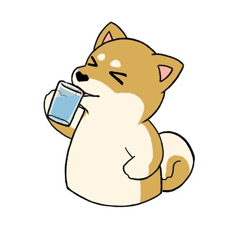 Animated illustration of a dog drinking water | UGOKAWA