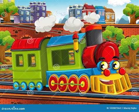 Cartoon Steam Train - Train Station Stock Illustration - Illustration ...