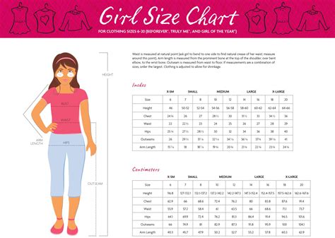 Size Chart For Teen Girls