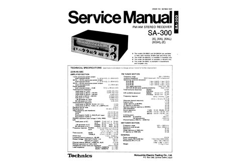 Service Manual for TECHNICS SA300 - Download