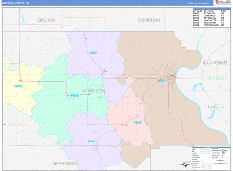 Atchison County, KS Wall Map Color Cast Style by MarketMAPS