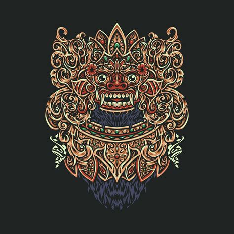 Vector illustration of barong bali, hand drawn line art vector ...