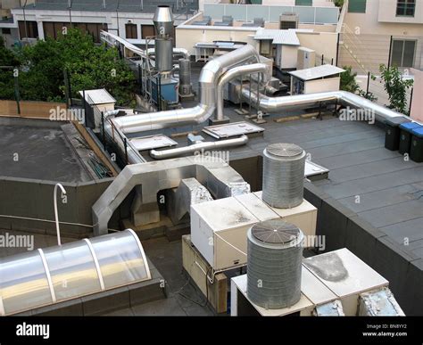 Rooftop HVAC air handling units in Lisbon Portugal Stock Photo, Royalty ...