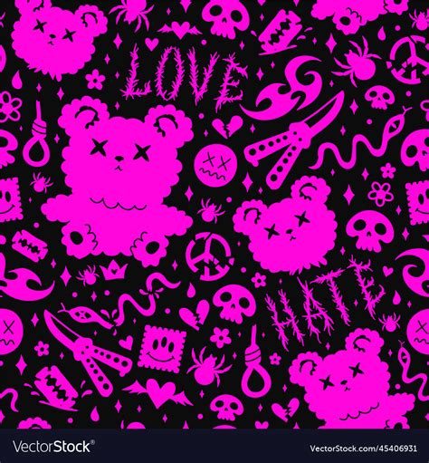 Grunge emo seamless pattern wallpaper art Vector Image