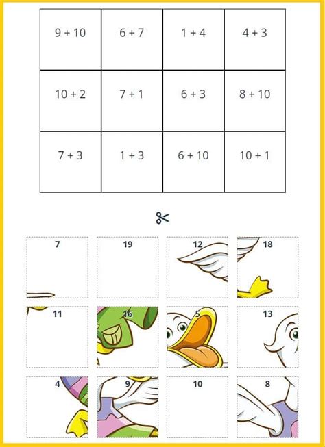 Math Addition Puzzles To 20: ONLINE + Printable