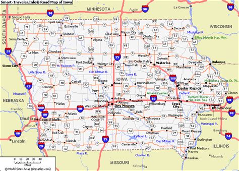 Iowa Counties Road Map USA