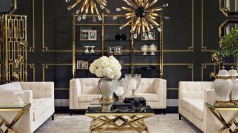 Gray Black White And Gold Living Room | Baci Living Room