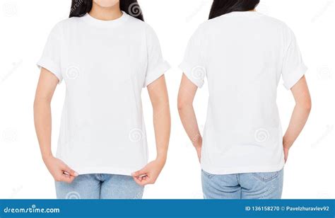 Woman Tshirt Set,front Back Views T-shirt Isolated on White, Girl T ...