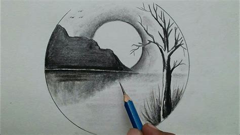 Simple Pencil Drawing Pictures Of Nature : Pencil Nature Drawing ...