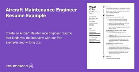 Aircraft Maintenance Engineer Resume Example (Free Guide)