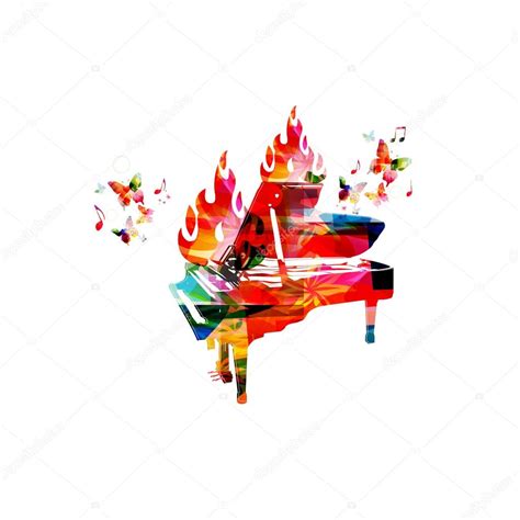 Piano on fire on white Stock Vector Image by ©abstract412 #110641598