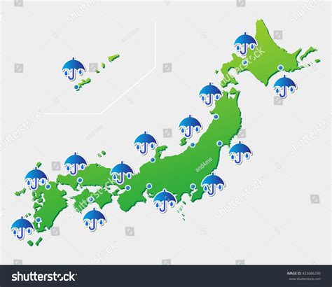 Japan Rain Weather Forecast Vector Illustration Stock Vector (Royalty ...