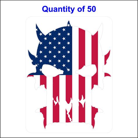 American Flag On Skull Sticker - Safety Stickers