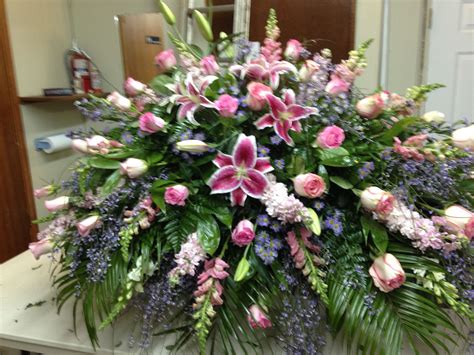 Casket Spray with Pink Stargazer Lilies and Roses