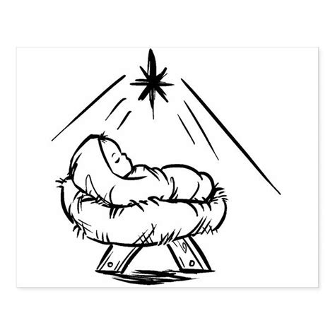 Baby Jesus in a manger pattern art stamp | Zazzle.com | Christmas ...