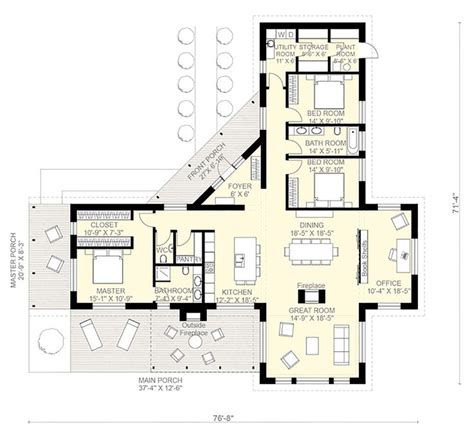 Contemporary Style House Plan - 3 Beds 2 Baths 2268 Sq/Ft Plan #924-1 ...