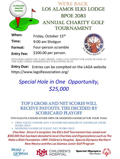 Elks Lodge Annual Charity Golf Tournament Is Oct. 15 – Los Alamos Reporter