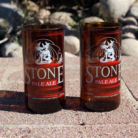 Stone Brewing Pale Ale 8 ounce Glasses made from beer bottles