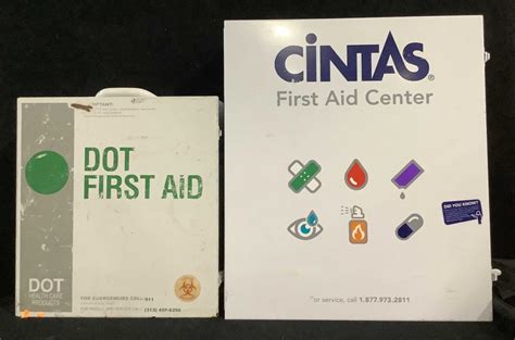 Lot - (2) First Aid Wall Boxes, Cintas (full), Dot