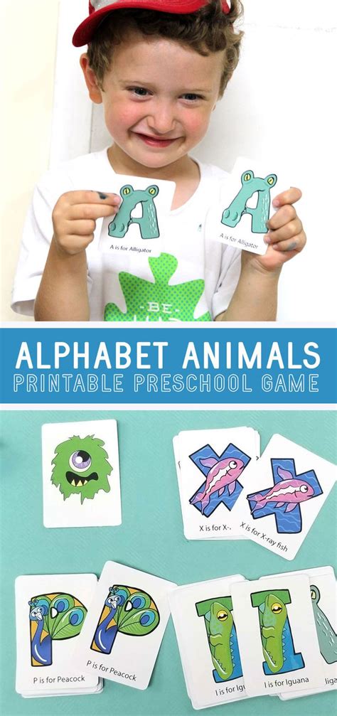 Alphabet Card Game - Printable Alphabet Animals | Abc for kids ...