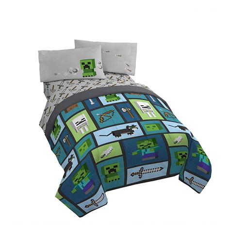 Minecraft Excellent Designed 4pc Kids Twin Bed Sheet Set and Bonus bag ...