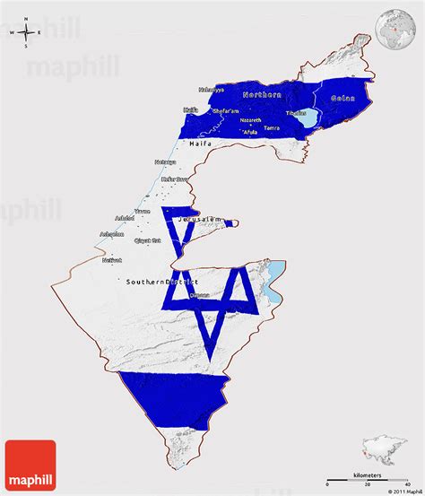 Flag Panoramic Map of Israel