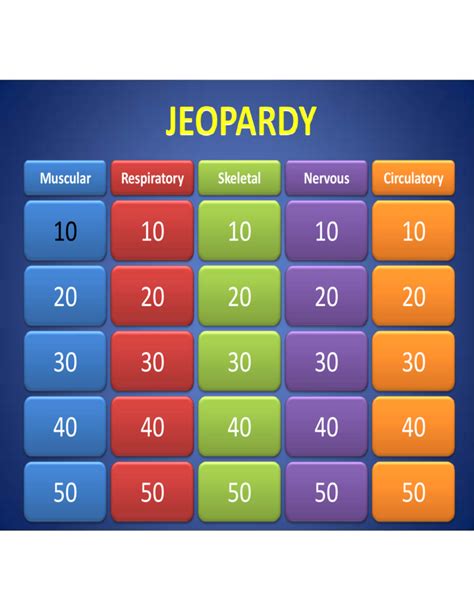 Sample Template of Jeopardy Powerpoint Free Download