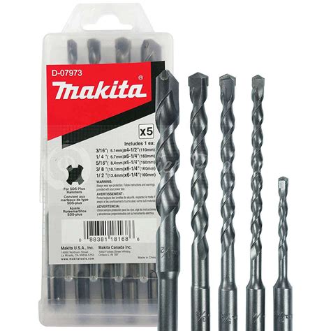 Makita 5 Piece - SDS-Plus Drill Bit Set For Rotary Hammers In Concrete