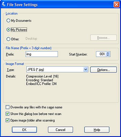 Selecting Epson Scan Settings