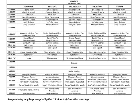 ITV Schedule | An L.A. PBS Station