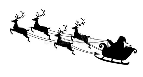 Santa Sleigh And Reindeer Silhouette Png