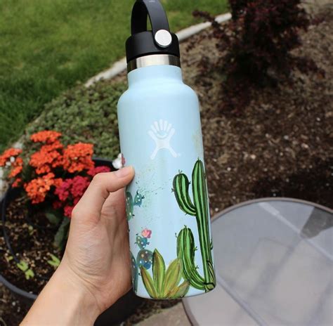 Custom Hydro Flask with Cactus Designs